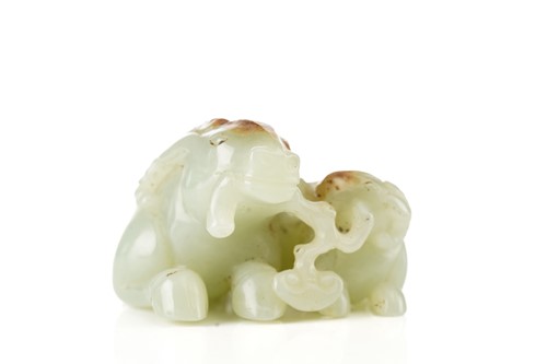 Lot 201 - A Chinese jade figure of a ram and its young,...