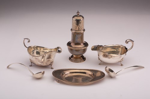 Lot 411 - A silver sugar caster of baluster form, 18cm...