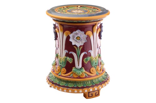 Lot 172 - A Minton majolica garden seat, late 19th...