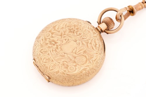 Lot 348 - A lady's fob pocket watch, an Albert chain and...
