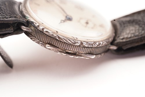 Lot 332 - A silver art deco wristwatch, featuring a...