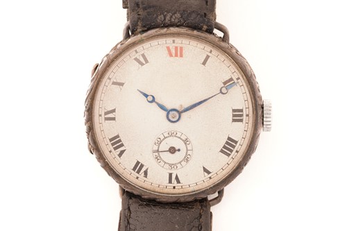 Lot 332 - A silver art deco wristwatch, featuring a...