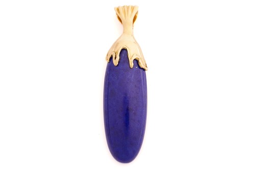 Lot 265 - A lapis lazuli pendant enhancer, featuring an...