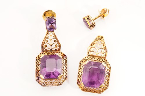 Lot 239 - An amethyst demi-parure, including a pair of...