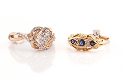 Lot 99 - An 18ct gold gem-set ring and a 9ct gold...