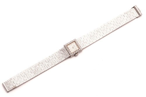 Lot 305 - Lady's Vertex white gold bracelet watch,...