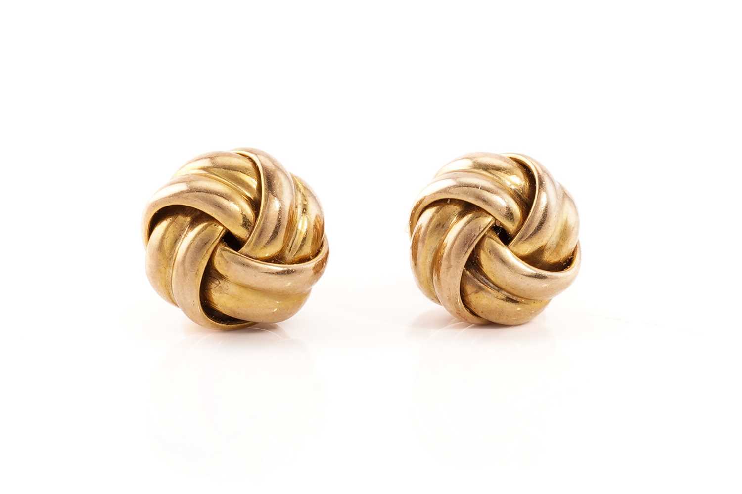 Lot 143 - A pair of ear studs in 9ct yellow gold, of...