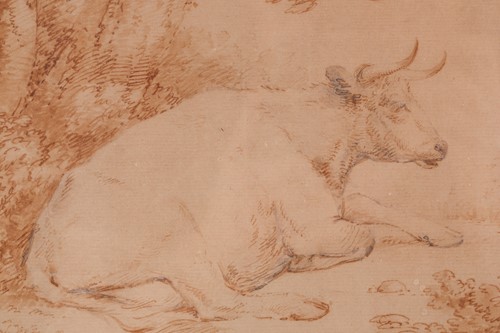 Lot 113 - George Morland (1763-1804), 'A Cow Recumbent',...