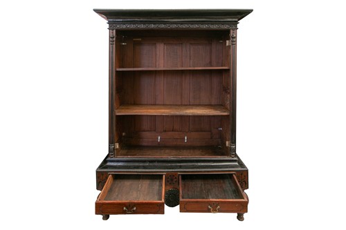 Lot 252 - A Sri Lankan ebony and padauk wood cabinet,...