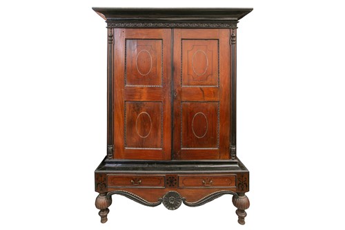 Lot 252 - A Sri Lankan ebony and padauk wood cabinet,...