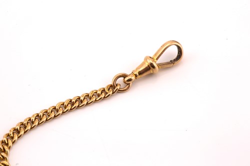 Lot 24 - An Albert pocket watch chain in 9ct gold, an S....