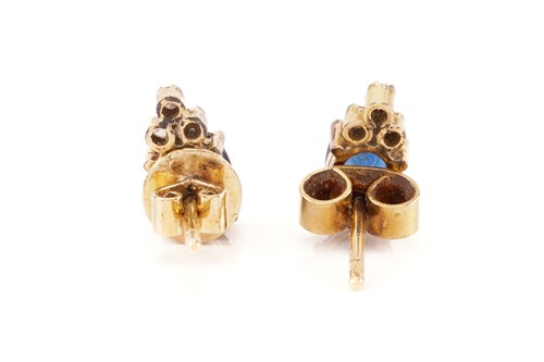 Lot 231 - A pair of sapphire and diamond ear studs, each...