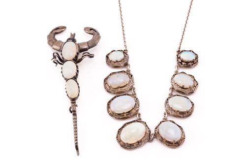Lot 156 - A precious opal scorpion brooch and fringe...