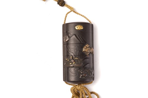 Lot 157 - A Japanese four-case lacquer inro, Meiji...