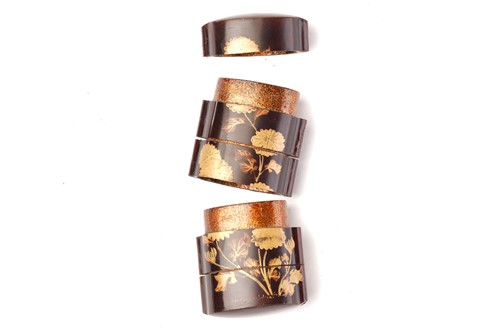 Lot 157 - A Japanese four-case lacquer inro, Meiji...