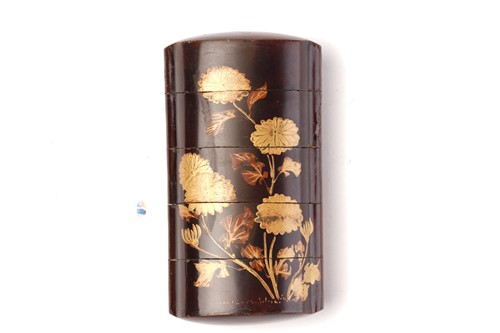 Lot 157 - A Japanese four-case lacquer inro, Meiji...