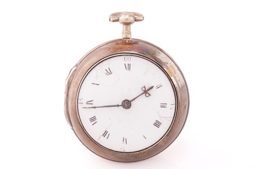 Lot 411 - A George III pair case fusee pocket watch...