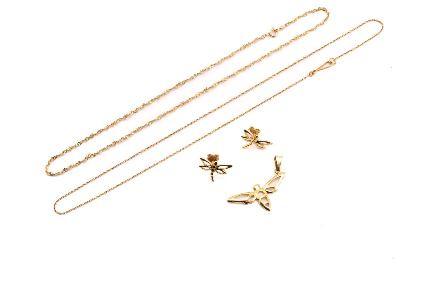 Chain Set Insect Lot 121 - Insect jewellery and two chains; to include