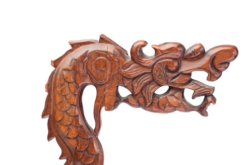 Lot 170 - A close pair of Chinese carved wood lantern...