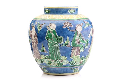 Lot 192 - An unusual Chinese porcelain jar, 20th century,...