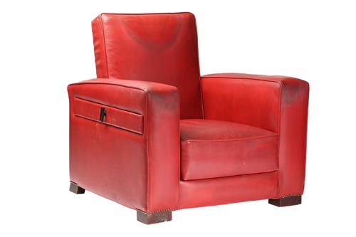 Lot 5 - An Art Deco style red hide upholstered...
