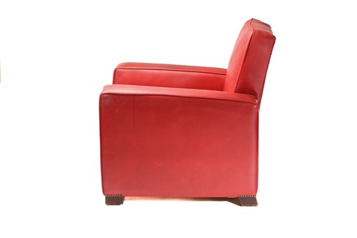 Lot 5 - An Art Deco style red hide upholstered...