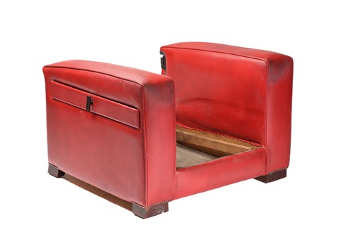 Lot 5 - An Art Deco style red hide upholstered...