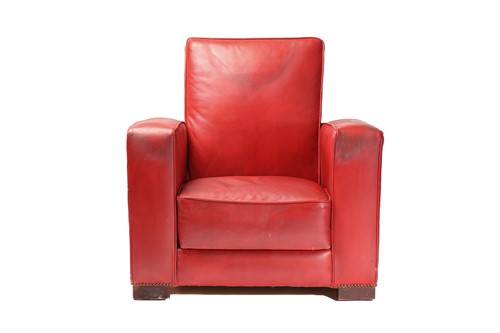 Lot 5 - An Art Deco style red hide upholstered...