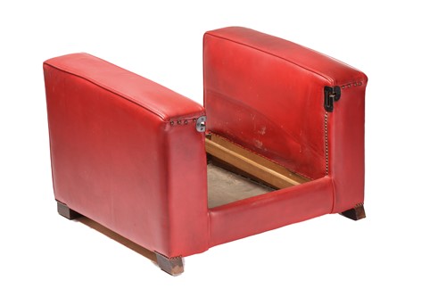 Lot 5 - An Art Deco style red hide upholstered...