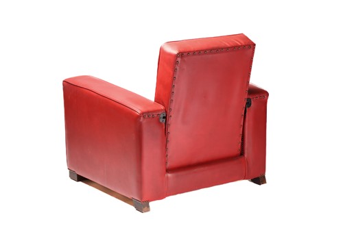 Lot 5 - An Art Deco style red hide upholstered...