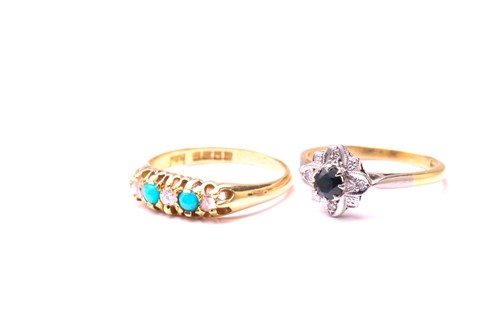 Lot 184 - Two gem set rings, the first ring is set with...