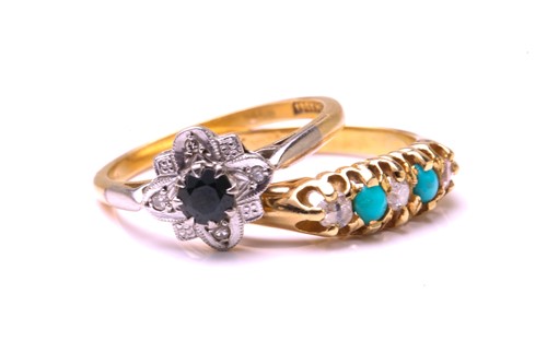 Lot 184 - Two gem set rings, the first ring is set with...
