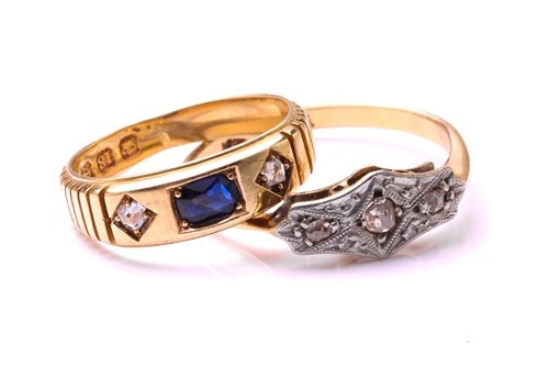 Lot 235 - Two gem set rings, the first ring is set with...