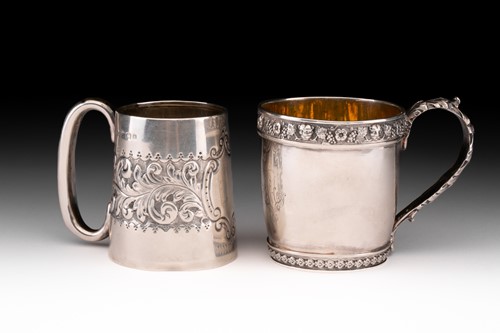 Lot 403 - Two silver christening mugs, one George III...
