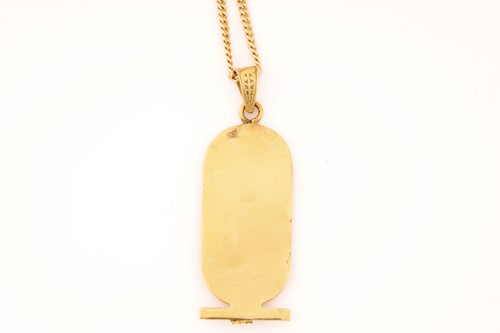 Lot 107 - Two Egyptian cartouche pendants on one chain,...