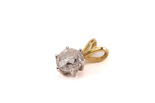 Lot 225 - A single diamond pendant, comprises a round...