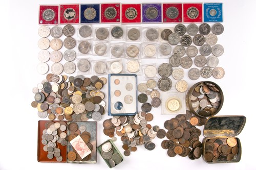 Lot 283 - A large quantity of coins, loose, in boxes and...