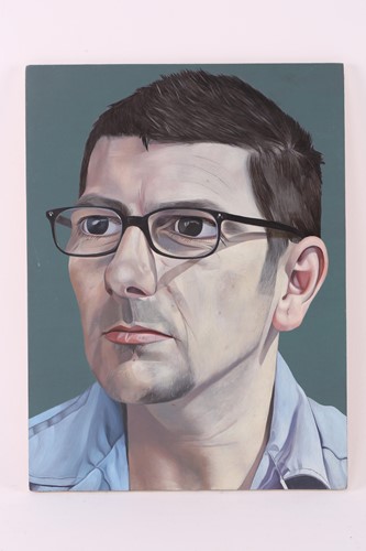 Lot 28 - James Hague (b.1970), Portrait of Chris, oil...