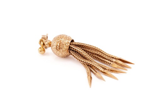 Lot 266 - A pair of tassel earrings, each comprises a...