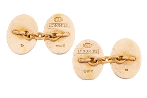 Lot 40 - A pair of Paul Longmire 9 carat gold cufflinks;...