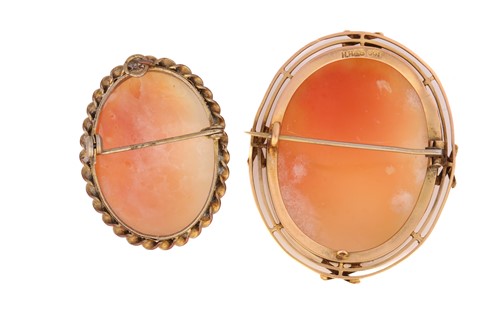 Lot 223 - Two cameos, the first shell cameo features a...