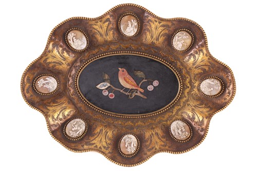 Lot 427 - A 19th century engraved gilt-metal dish with...