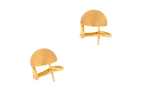 Lot 260 - A pair of dome earrings in 18ct yellow gold,...