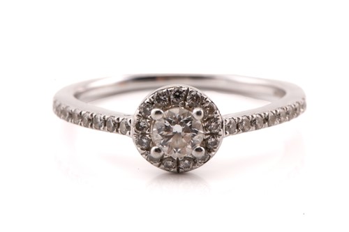 Lot 145 - A Robert Gatward Platinum Diamond halo ring,...