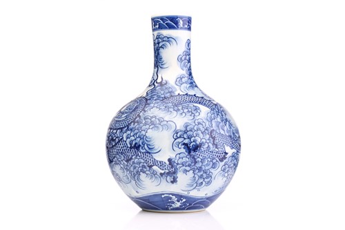 Lot 197 - A Chinese porcelain tianqiuping dragon vase,...