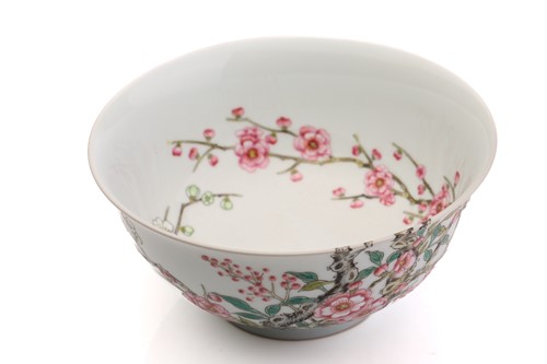 Lot 212 - A Chinese porcelain prunus blossom bowl,...