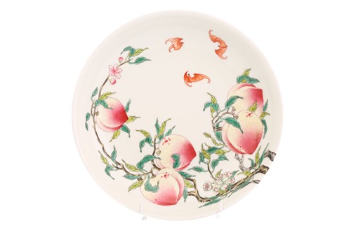 Lot 210 - A Chinese porcelain peach dish, painted on...