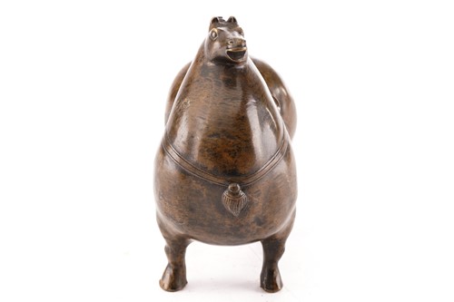 Lot 200 - A Chinese tang dynasty style bronze obese...