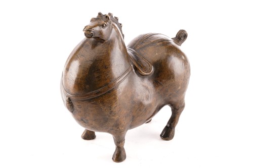 Lot 200 - A Chinese tang dynasty style bronze obese...