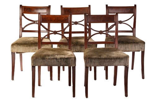 Lot 256 - A set of six Regency mahogany dining chairs,...